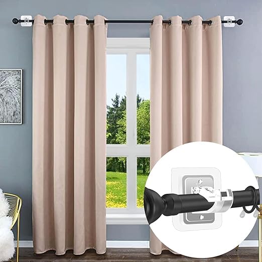 No Drill Curtain Rod Brackets – Self Adhesive Curtain Rod Holders Hooks (Pack of 6)