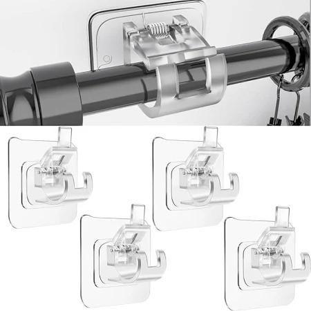 No Drill Curtain Rod Brackets – Self Adhesive Curtain Rod Holders Hooks (Pack of 6)
