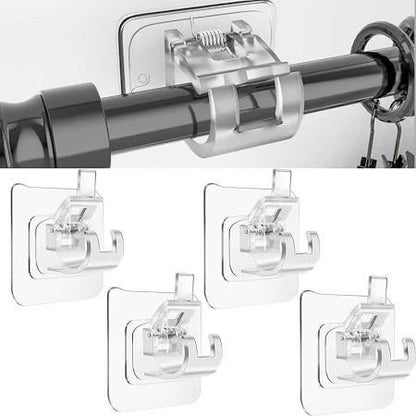No Drill Curtain Rod Brackets – Self Adhesive Curtain Rod Holders Hooks (Pack of 6)