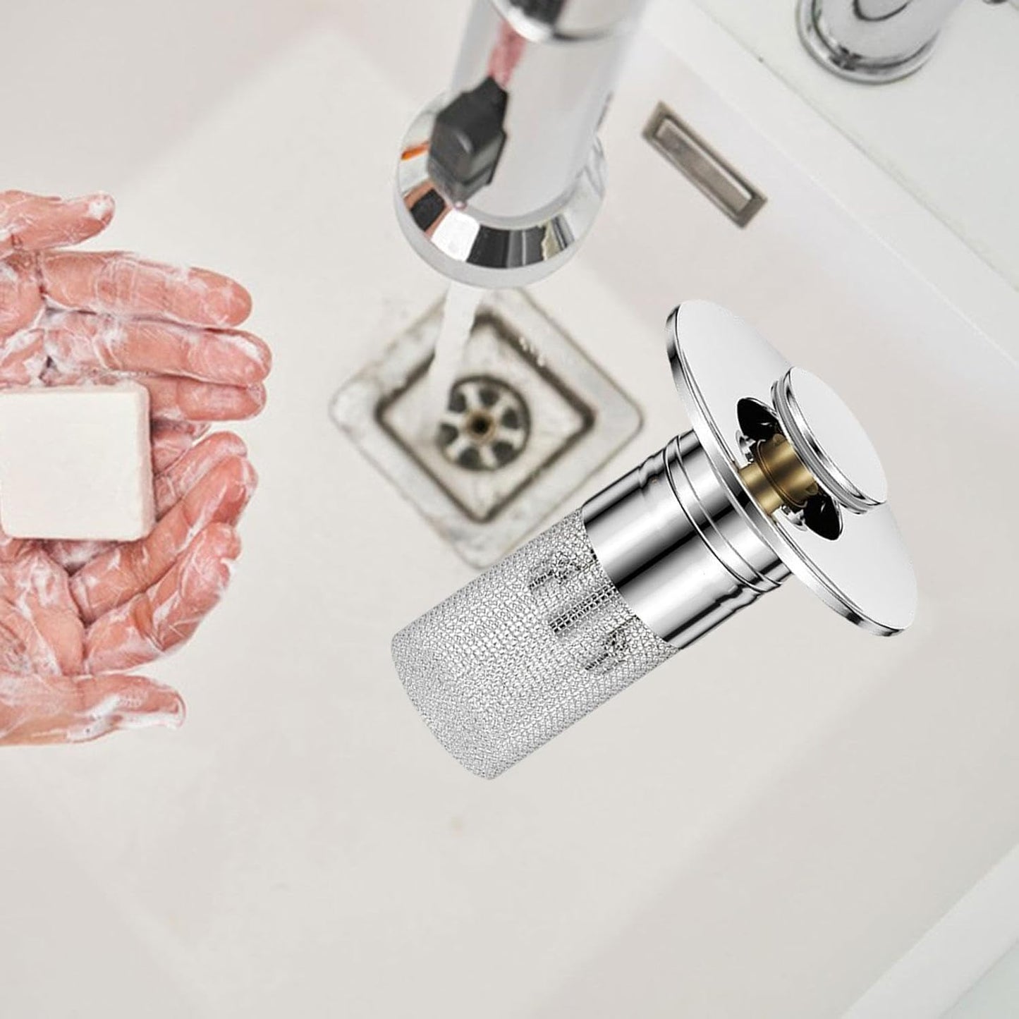 Sink Hair Filter – Removable Stainless Steel Drain Stopper with Anti-Clog Basket