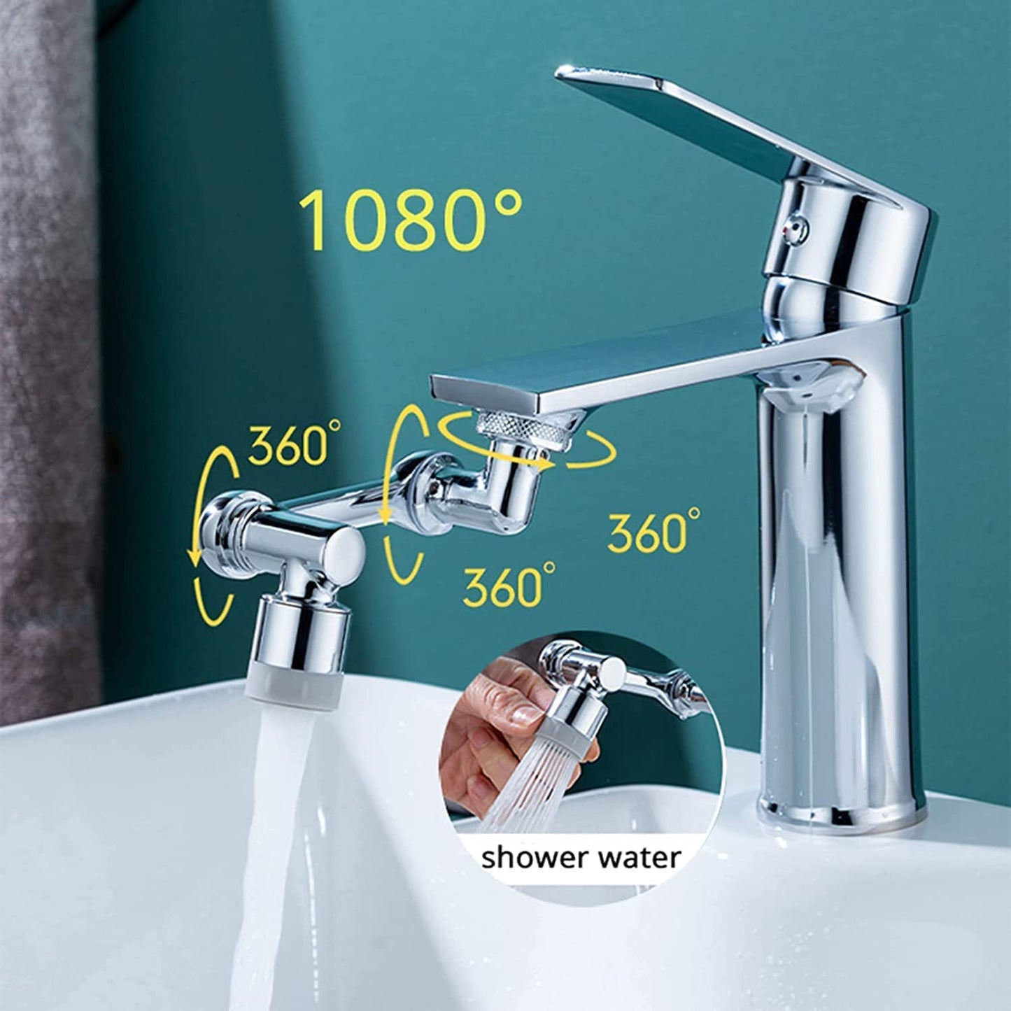 1080° Swivel Faucet Aerator – Rotatable Tap Extender with 2 Spray Modes & Splash Filter