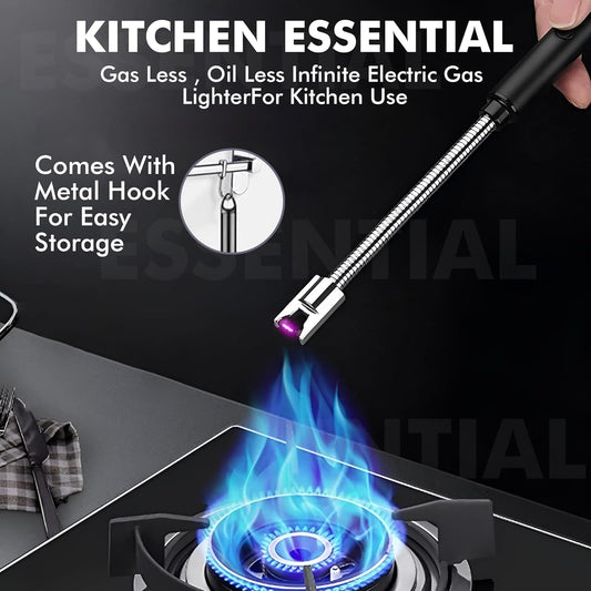 Rechargeable Electric Gas Lighter – 360° Flexible Windproof Arc Lighter with USB C-Type