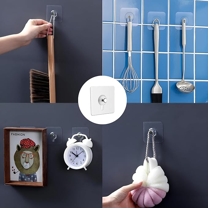 Self Adhesive Wall Hooks – Heavy Duty No-Drill Photo Frame Hooks (Pack of 15)