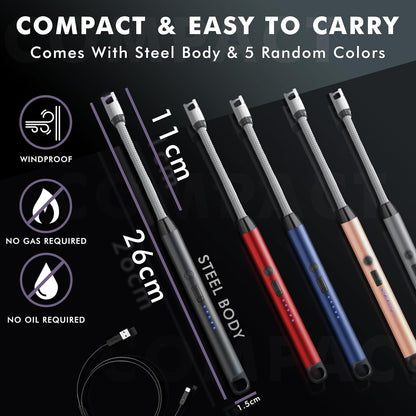 Rechargeable Electric Gas Lighter – 360° Flexible Windproof Arc Lighter with USB C-Type